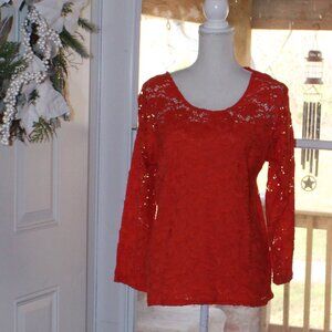 Peck & Peck Orange Lace Lined XL Shirt